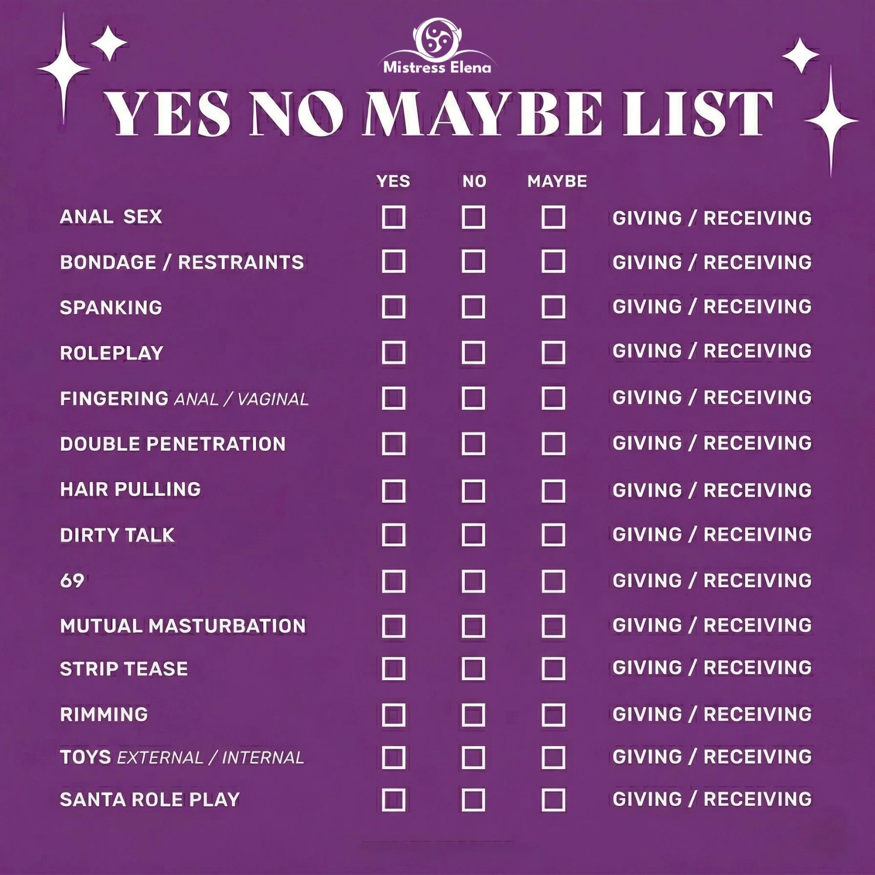 yes no maybe list