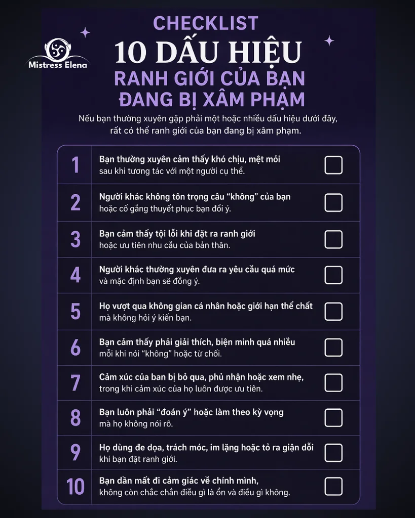 Checklist 10 dấu hiệu ranh giới bị xâm phạm.